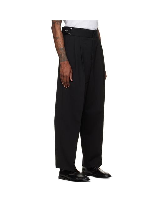 HUGO Black Adjustable Waistband Wool Formal Trousers for men