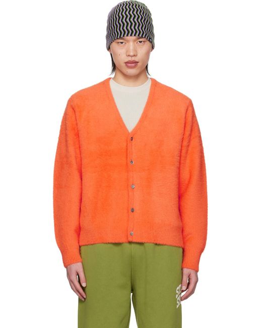 Stussy Orange Button Cardigan for men