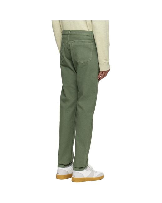 A.P.C. Green Mid-Rise Tapered Jeans for men
