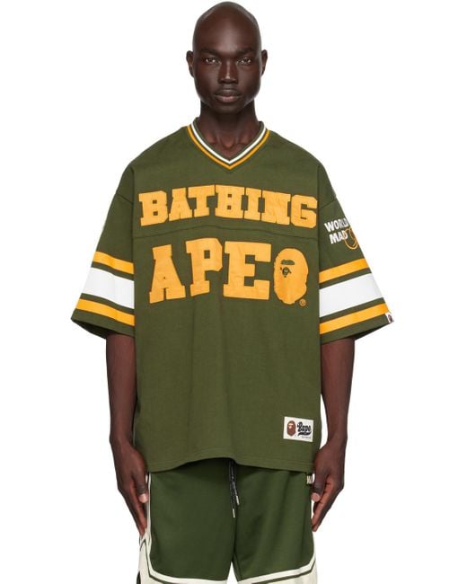 A Bathing Ape Green Appliqué T-shirt for men