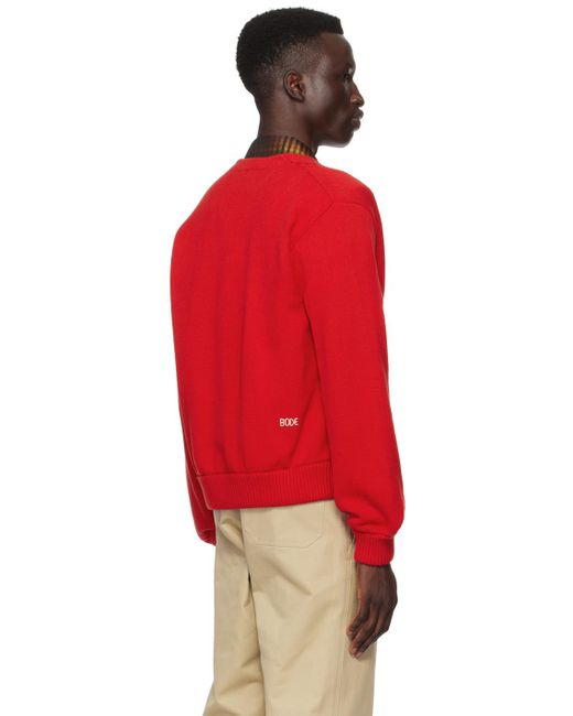 Bode Red Double-breasted Cardigan for men