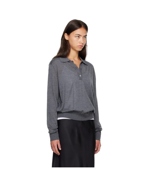 Loulou de Saison Gray Miles Long Sleeve Polo