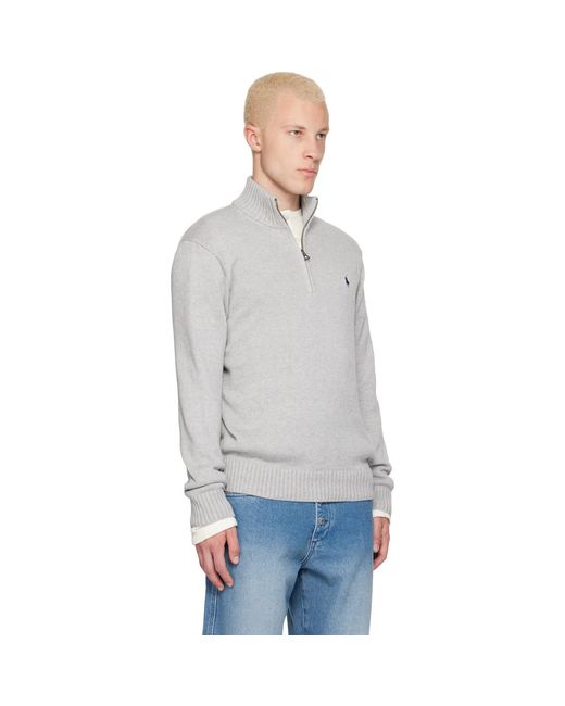 Polo Ralph Lauren Gray Knit Embroidered Logo Sweater for men