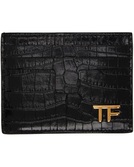Porte-cartes noir en cuir gaufré façon croco à ferrure à logo Tom Ford pour  homme en coloris Noir | Lyst
