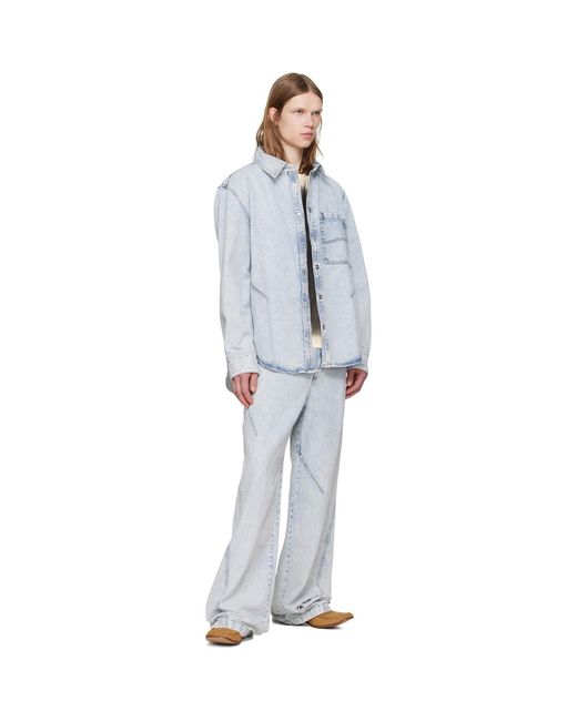 Louis-Gabriel Nouchi Black Straight-Leg Light-Wash Pleats Jeans for men