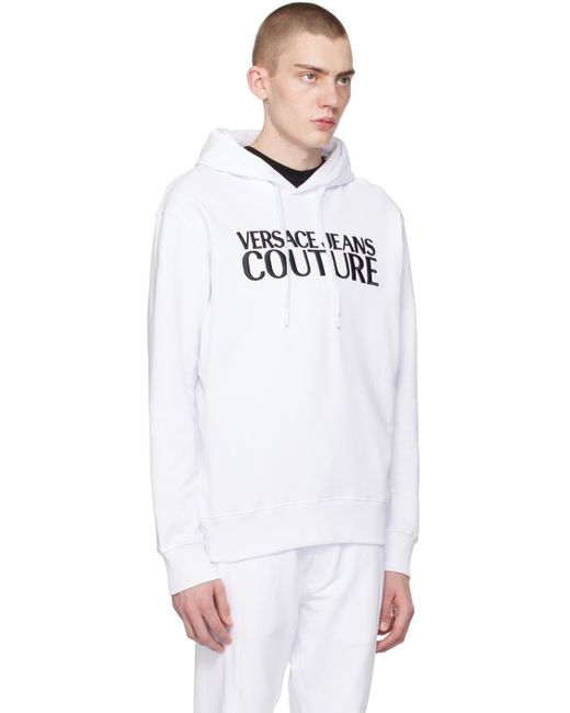 Versace Black White Embroidered Hoodie for men