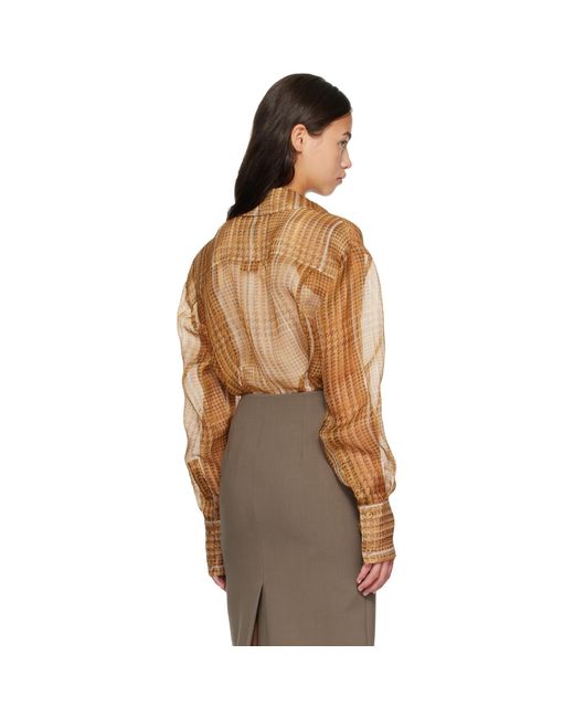 Mugler Brown Tan Sheer Organza Shirt