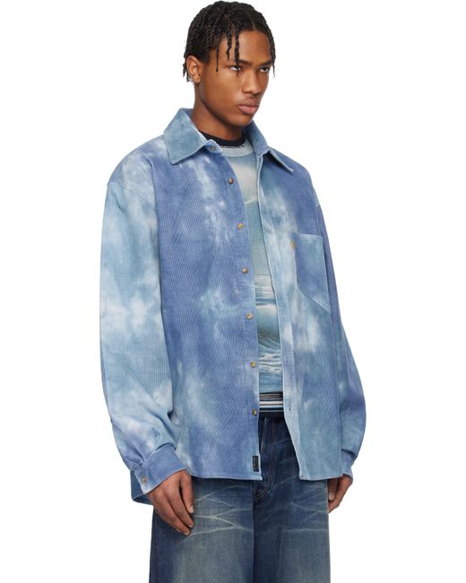 ERL Blue Tie-Dye Corduroy Overshirt for men
