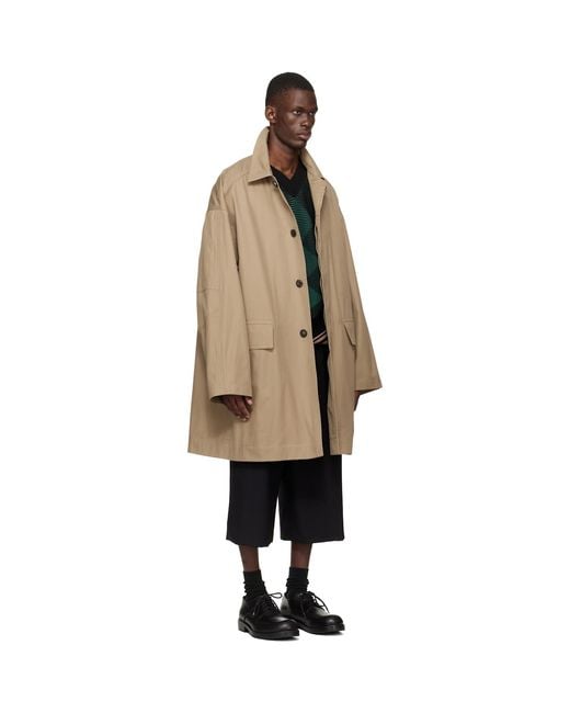 Dries Van Noten Black Loose Cotton Mac Coat for men