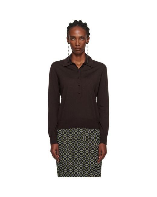 Dries Van Noten Black Wool Polo