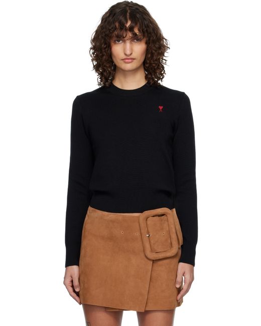 Ami Paris レディース ブラック Ami De Coeur ウール クルーネック