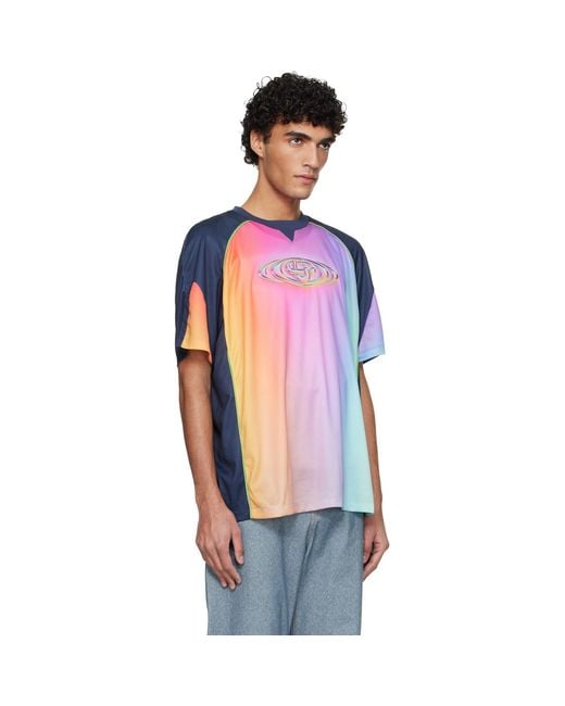 Casablanca Blue Short Sleeve Football T-Shirt for men