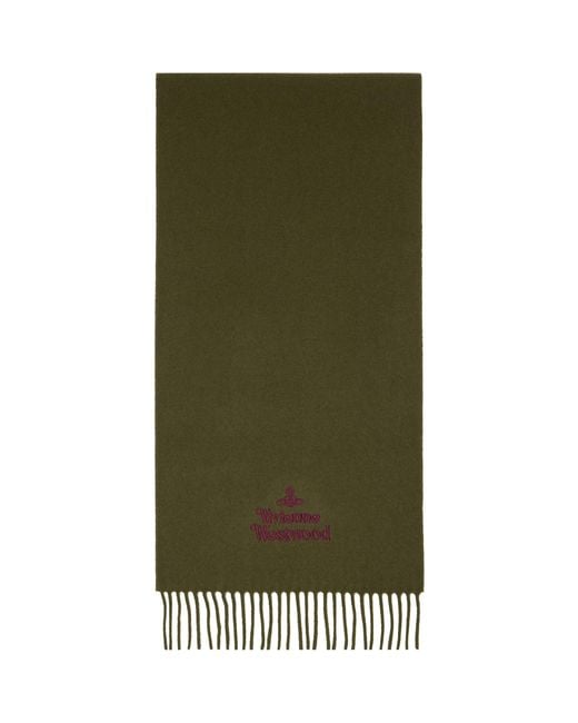 Vivienne Westwood Green Embroidered Scarf