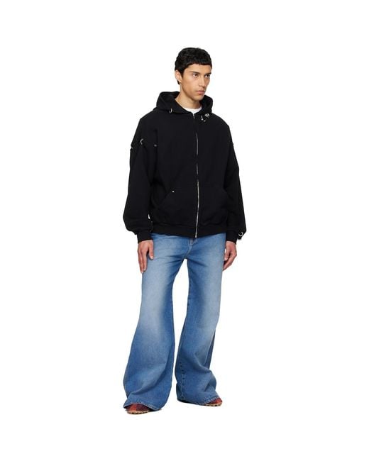 we11done Black Rose & Piercing Zip-Up Hoodie for men