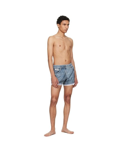 Moschino Blue Printed Nylon Swim Shorts for men