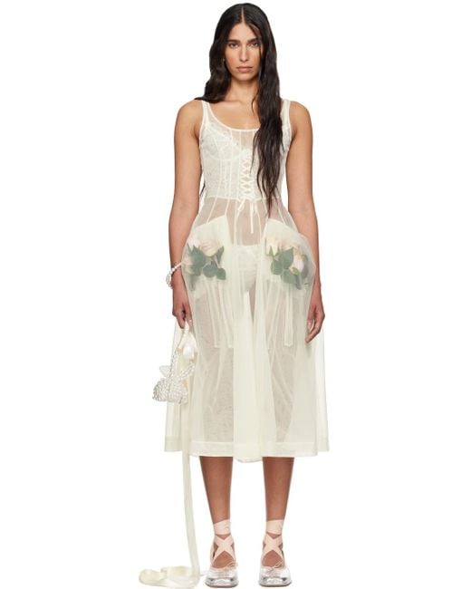 Simone Rocha Black Ssense Exclusive Off- Sheer Maxi Dress