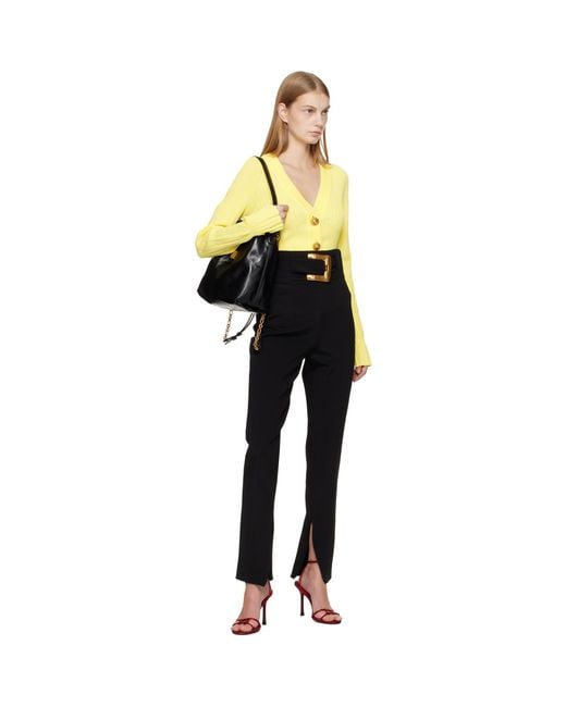 Balmain Black Buttoned V-Neck Light Knit Cardigan
