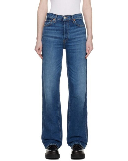 Re/done Blue 90s High Rise Loose Jeans