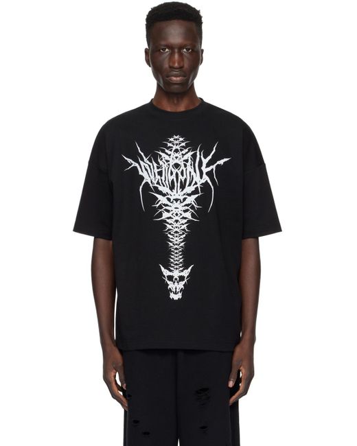 we11done Black Spine Skull T-shirt for men