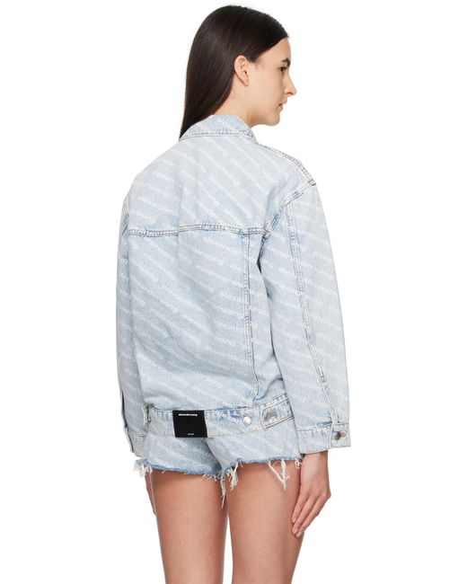 Alexander Wang ブルー Falling Back ロゴ デニムジャケット White