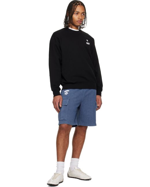 Aape By A Bathing Ape Blue Moonface Logo Cargo Sweat Shorts for men