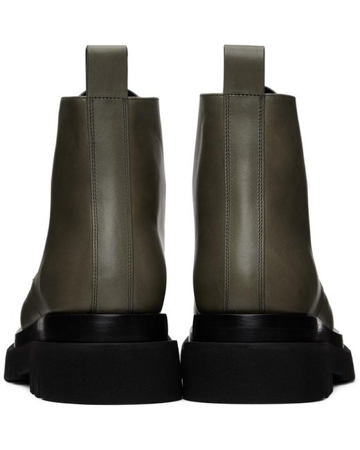 Bottega Veneta Black Khaki Lug Lace-up Boots for men