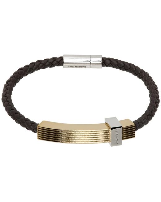 Ferragamo Black Brown Braided Band Bracelet for men