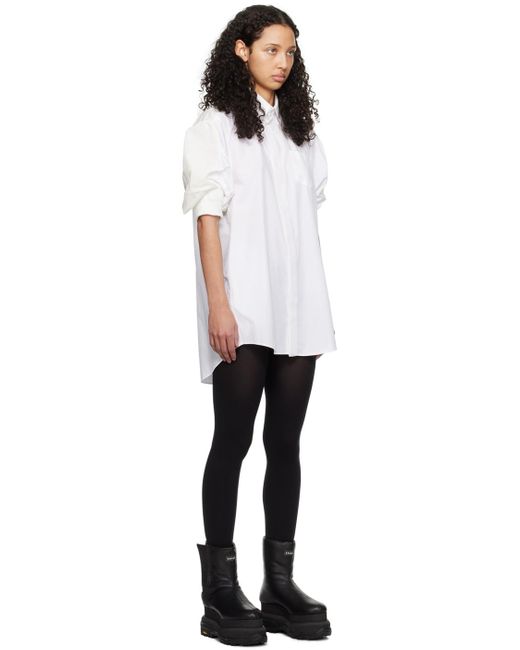 Sacai Black Off-white Puff Sleeve Minidress