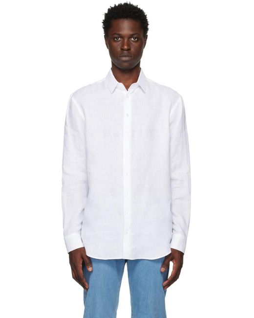 Giorgio Armani White Spread Collar Shirt for men