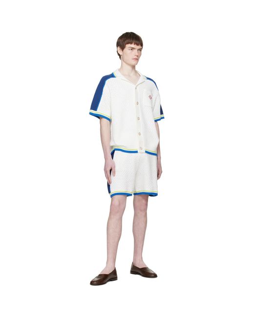 Casablanca White Off- Crochet Shorts for men