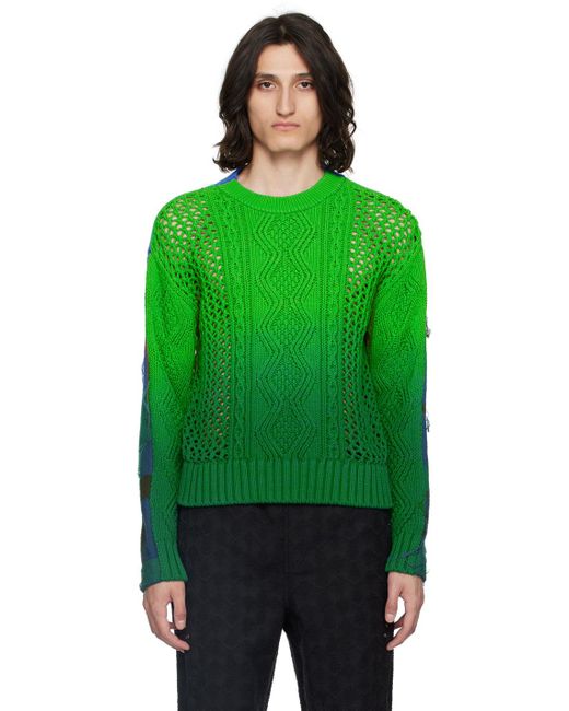ANDERSSON BELL Green Patchwork Sweater for men