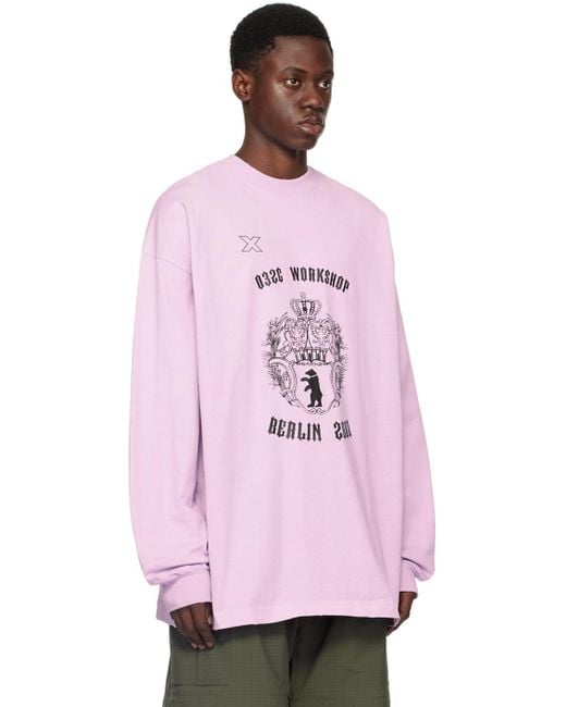 032c Pink Print Long Sleeve T-shirt for men