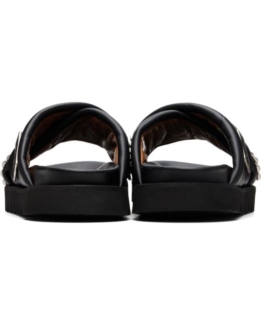 Toga Virilis Black Sssense Exclusive Leather Sandals for men