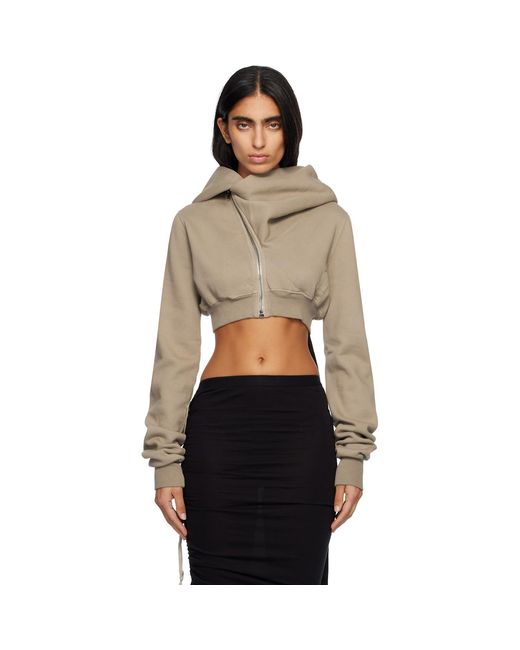 Rick Owens Black Taupe Concordians Micro Mountain Hoodie