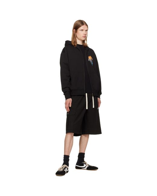 Palm Angels Black 'I Love Pa' Zipped Hoodie for men