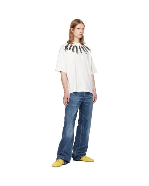 Palm Angels White Off- Big Neck Logo Loose T-Shirt for men
