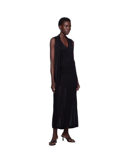 Totême Black Overlapped Scarf Maxi Dress
