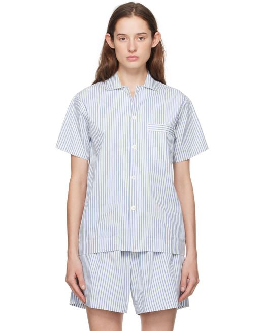 Tekla White Short Sleeve Pyjama Shirt for men