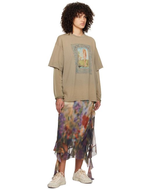 Acne Multicolor Taupe Layered Long Sleeve T-shirt