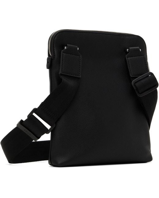 Boss Black Grained Faux-Leather Bag for men