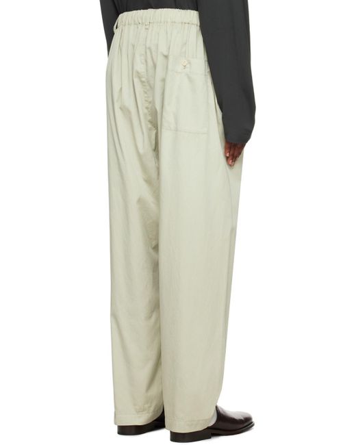 Lemaire White Green Relaxed Trousers for men