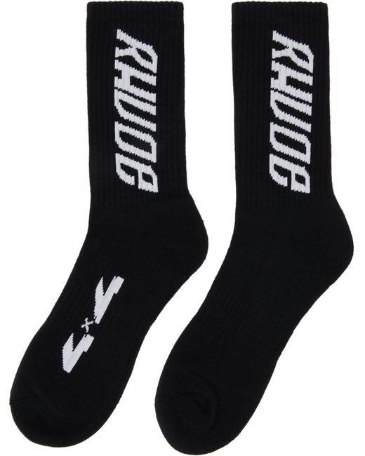 Rhude Black 4x4 Sport Socks for men