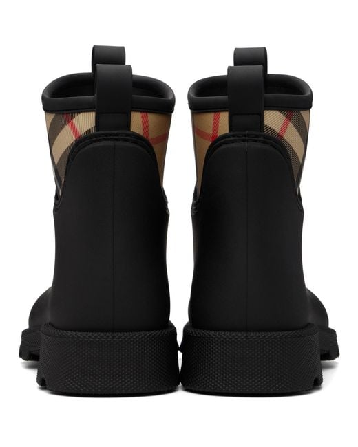 Burberry Black Rubber Marsh Stamp Low Boots