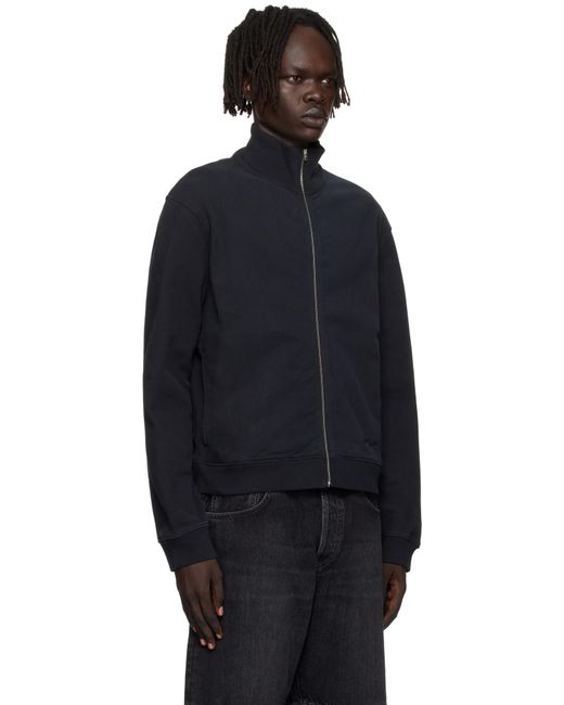 メンズ Acne ブラック ジップアップ スウェットシャツ Blue
