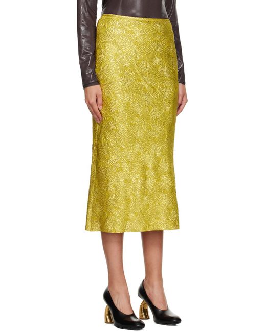 Dries Van Noten Yellow Ssense Exclusive Gold Midi Skirt