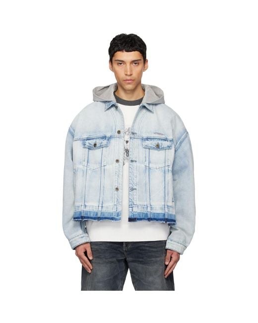 we11done Blue Layered Denim Jacket for men