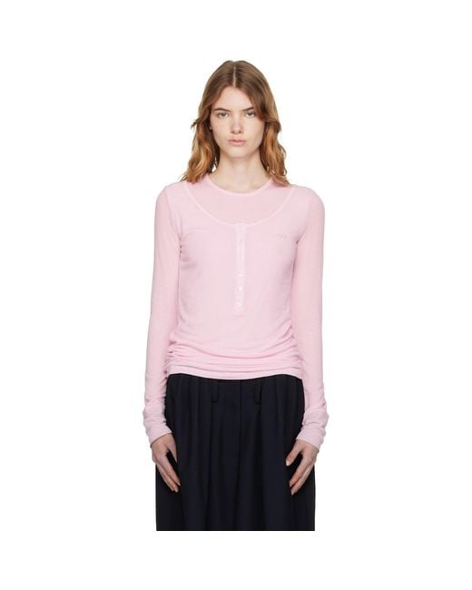 OPEN YY Pink Layered Lounge Henley