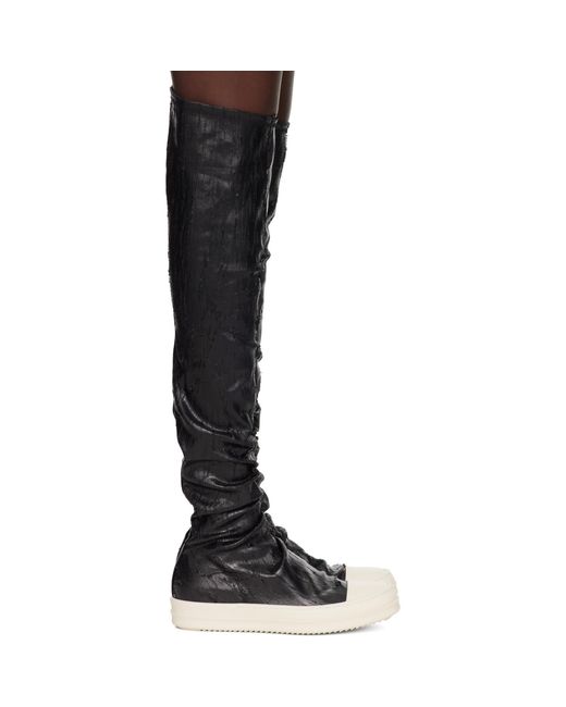 Rick Owens Black Tower High Sock Sneaks Tall Boots