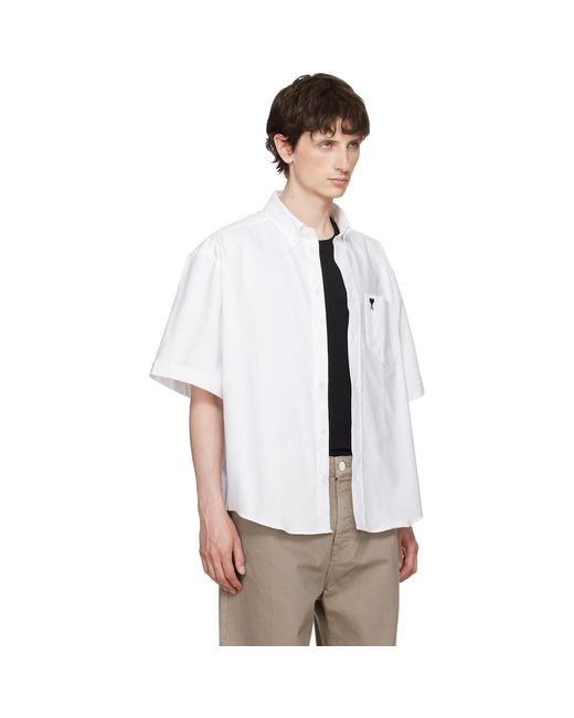AMI White Boxy Embroide 'ami De Coeur' Shirt for men