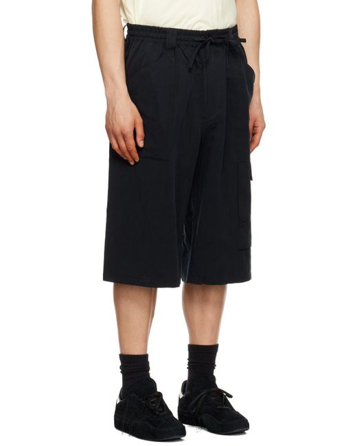 Y-3 Black Crinkled Shorts for men